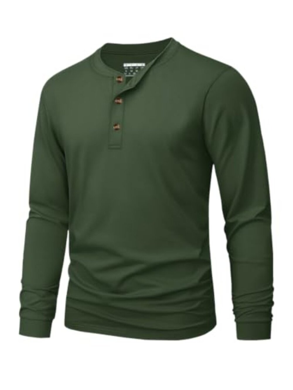 Men's Cotton Long Sleeve Henley 3-Button T-Shirt Moisture Wicking Basic Top